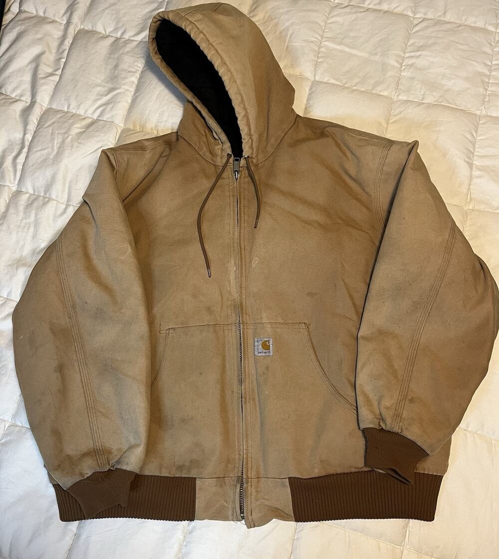 Vintage Carhartt Jacket Duck Canvas J140-BRN USA Made Full Zip Lined Sz 3XL Hood